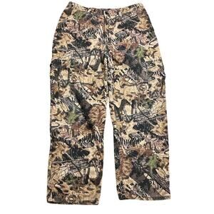 Vtg Jerzees Outdoor Mens Cargo Camo Pants Size XL Adjustable Waist Forrest Floor